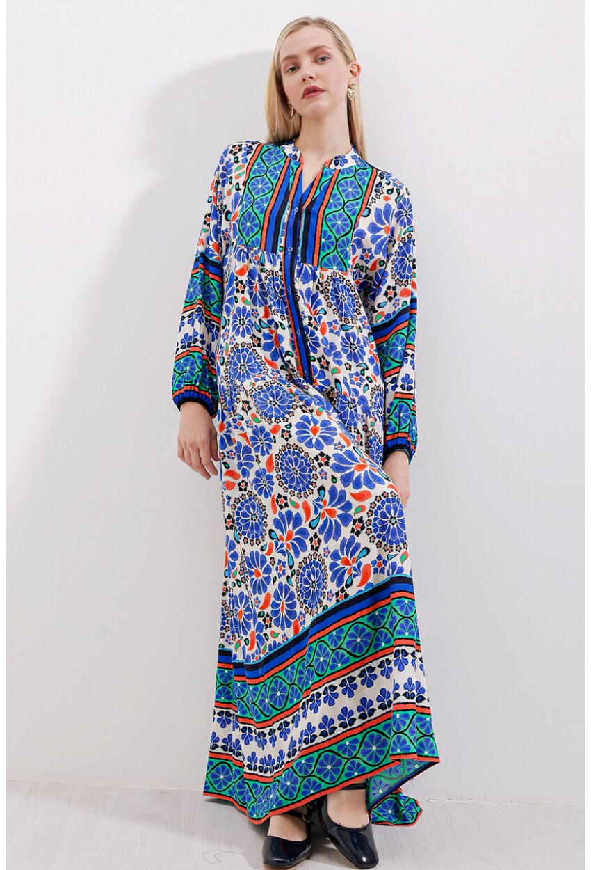 2423 Otantik Desenli Elbise
