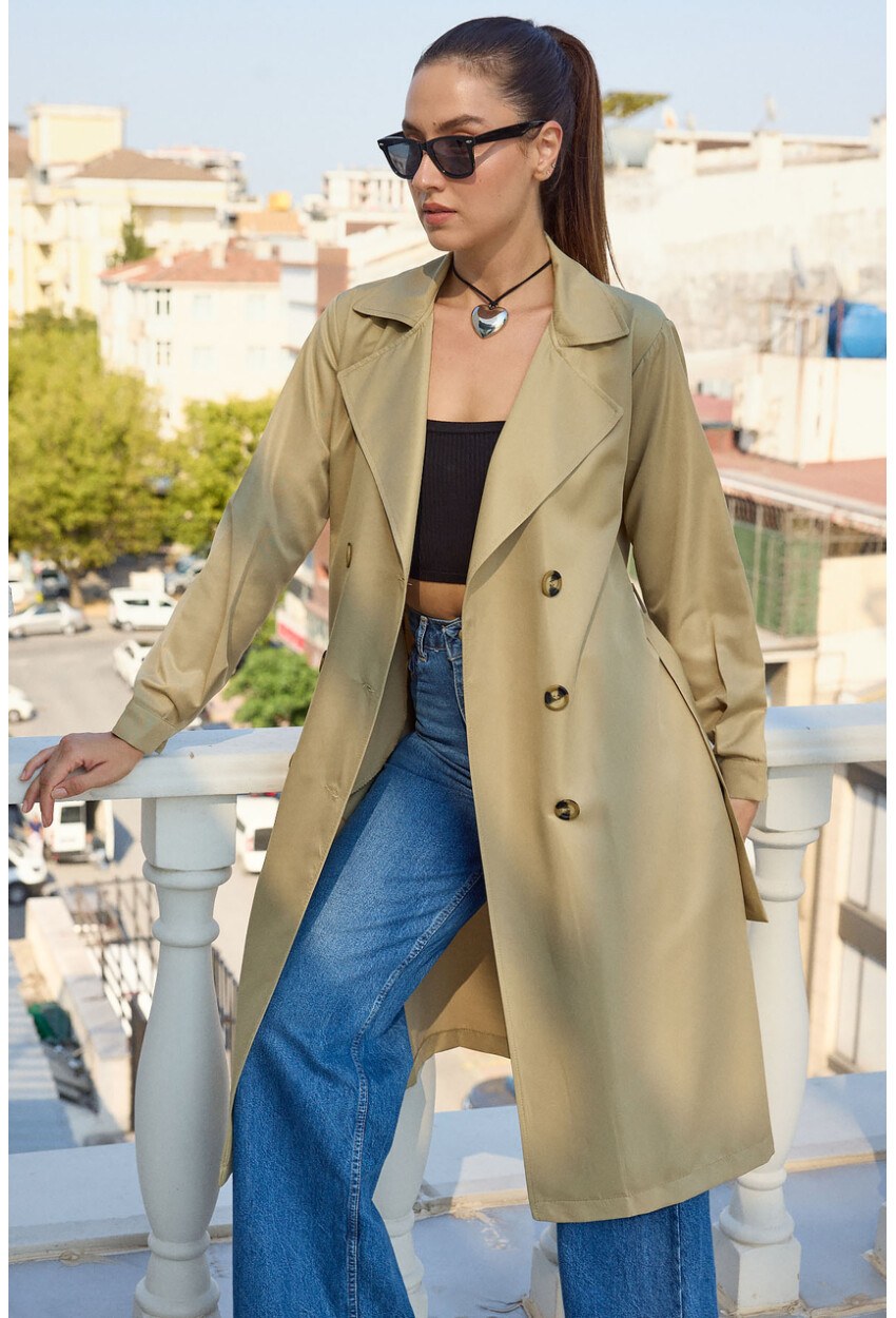 5853 Kruvaze Yaka Trençkot