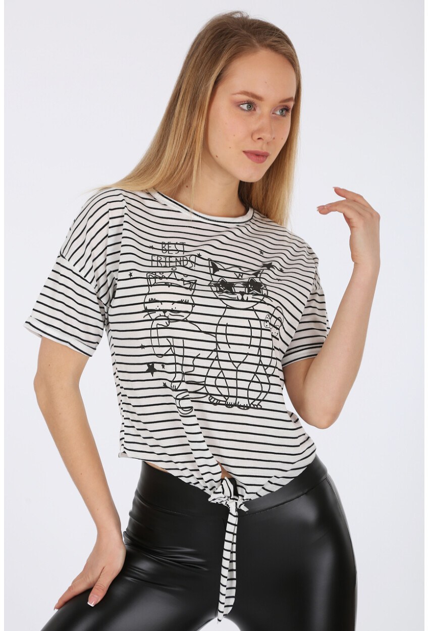4293 Kedi Baskılı T-Shirt