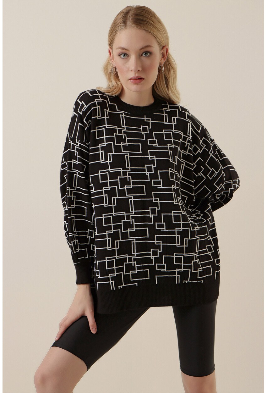 15790 Desenli Oversize Kazak