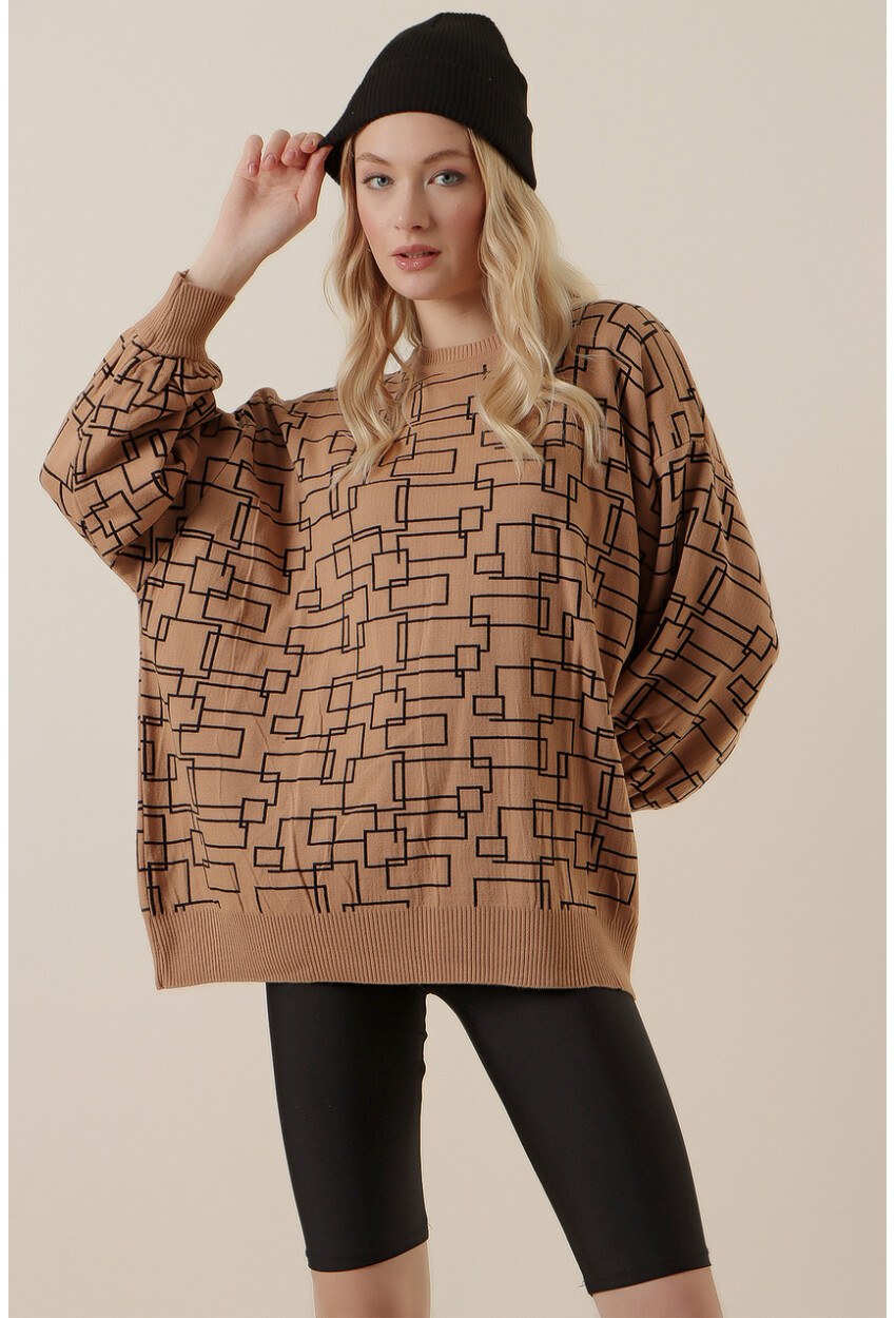15790 Desenli Oversize Kazak