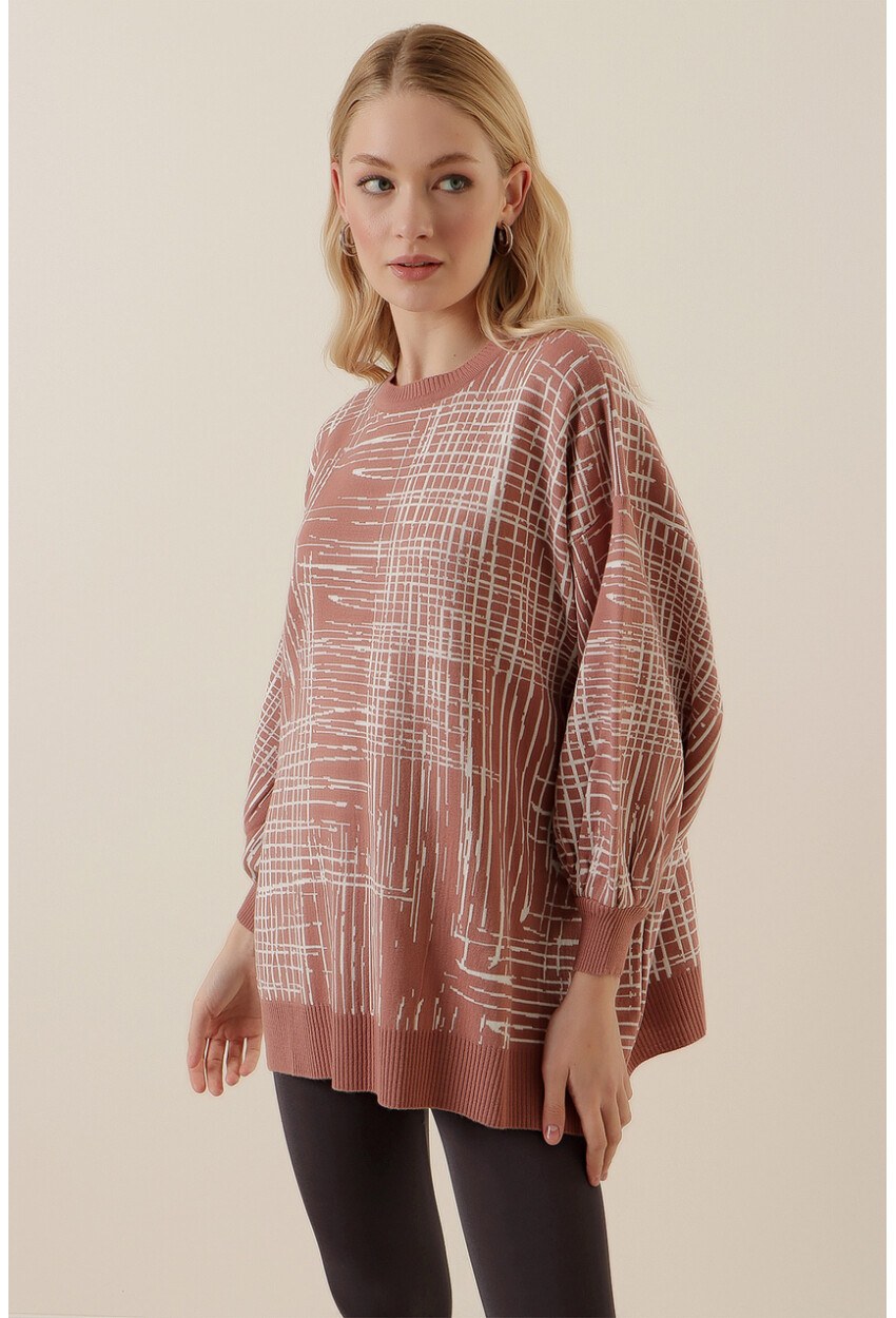15790 Desenli Oversize Kazak