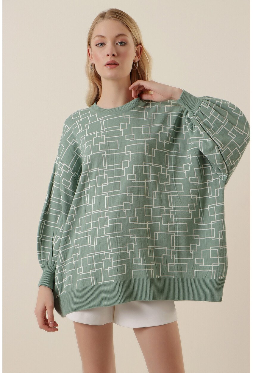 15790 Desenli Oversize Kazak