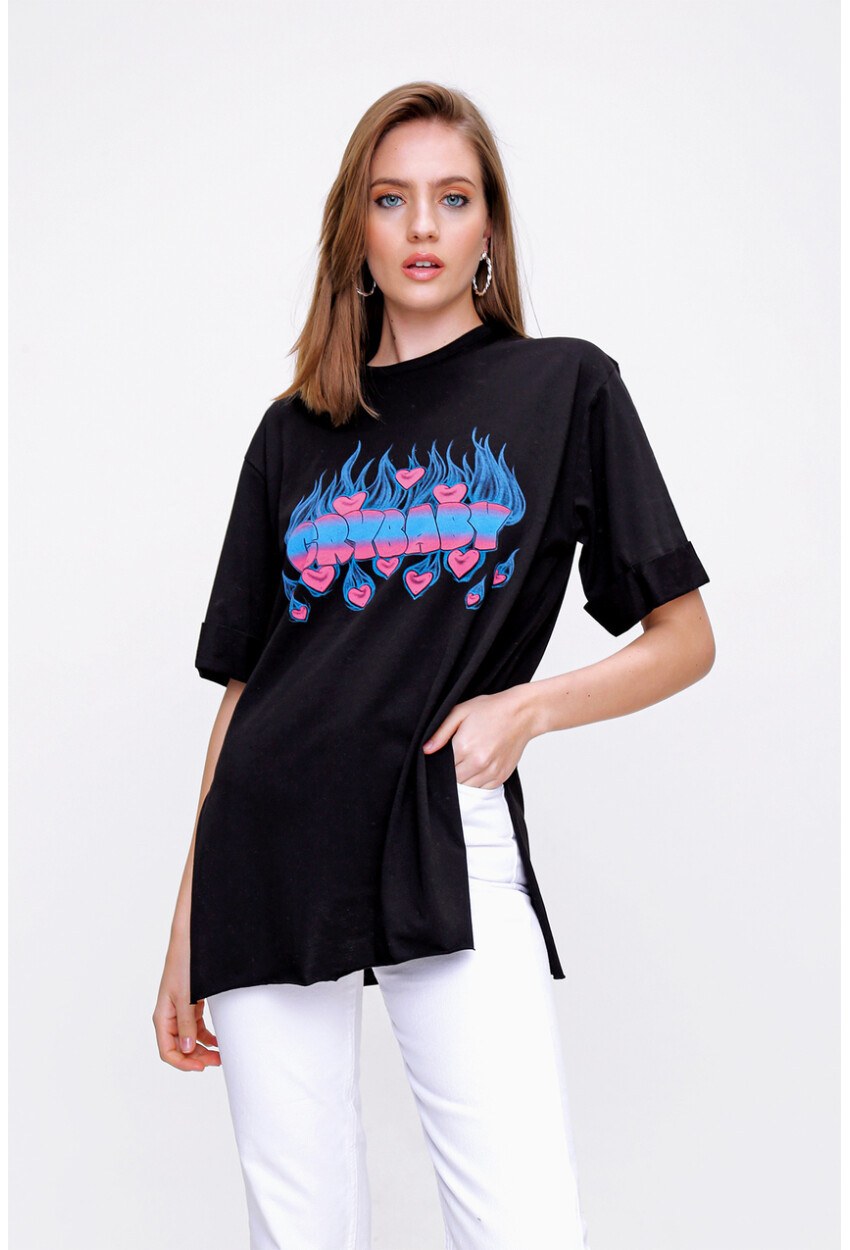 4295 Cry Baby Baskılı T-Shirt
