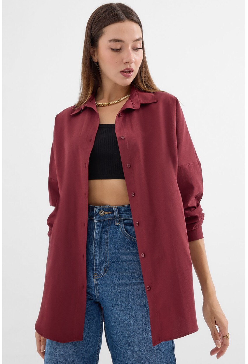 3900 Oversize Uzun Basic Gömlek