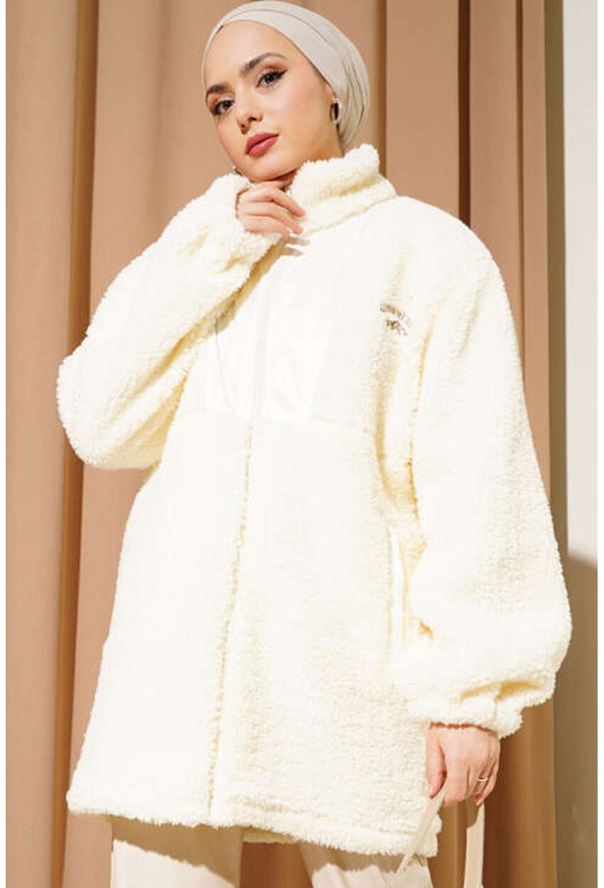 5208 Tesettür Peluş Mont