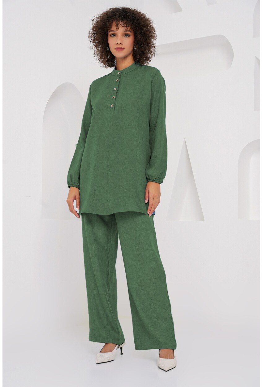 6678 Keten Tunik Pantolon İkili Takım
