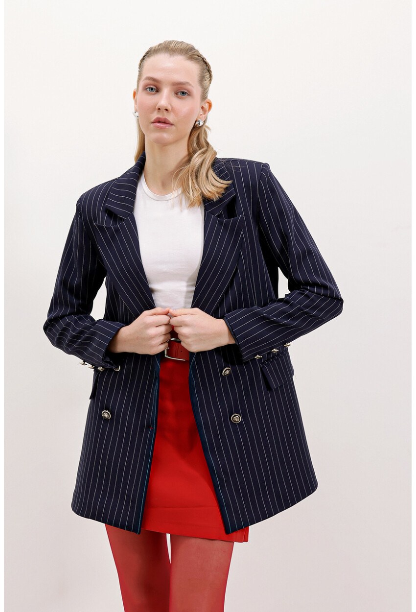 0699 Çizgili Blazer Ceket