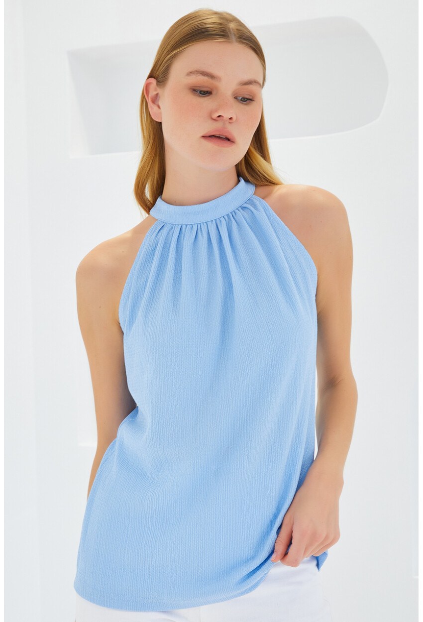 0489 Halter Yaka Örme Bluz