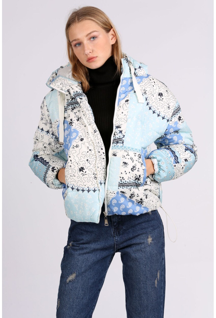 5125 Desenli Şişme Mont