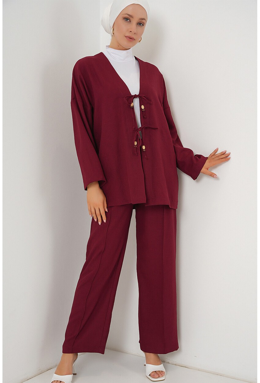 Kadın Keten Kimono İkili Takım 6727