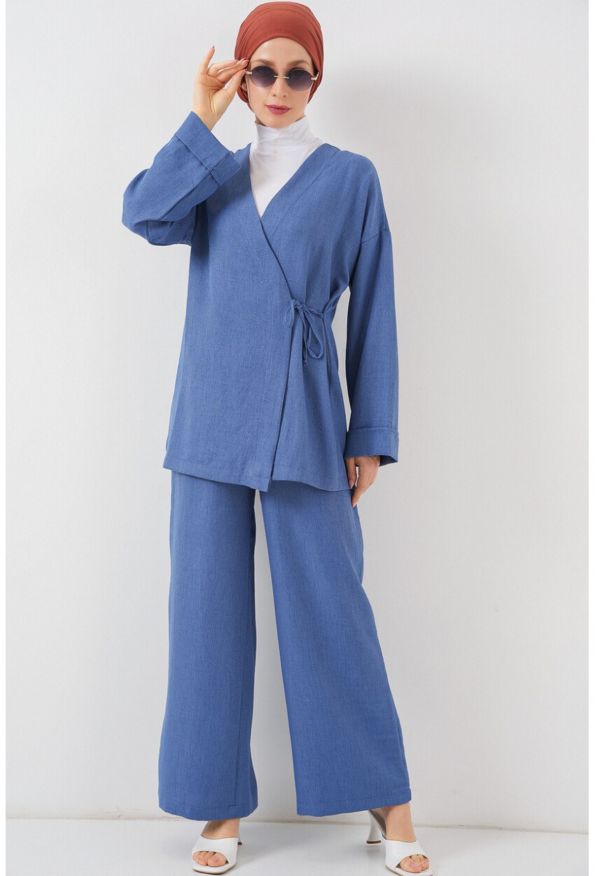 Kadın Kruvaze Yaka Kimono Alt Üst Takım 6743