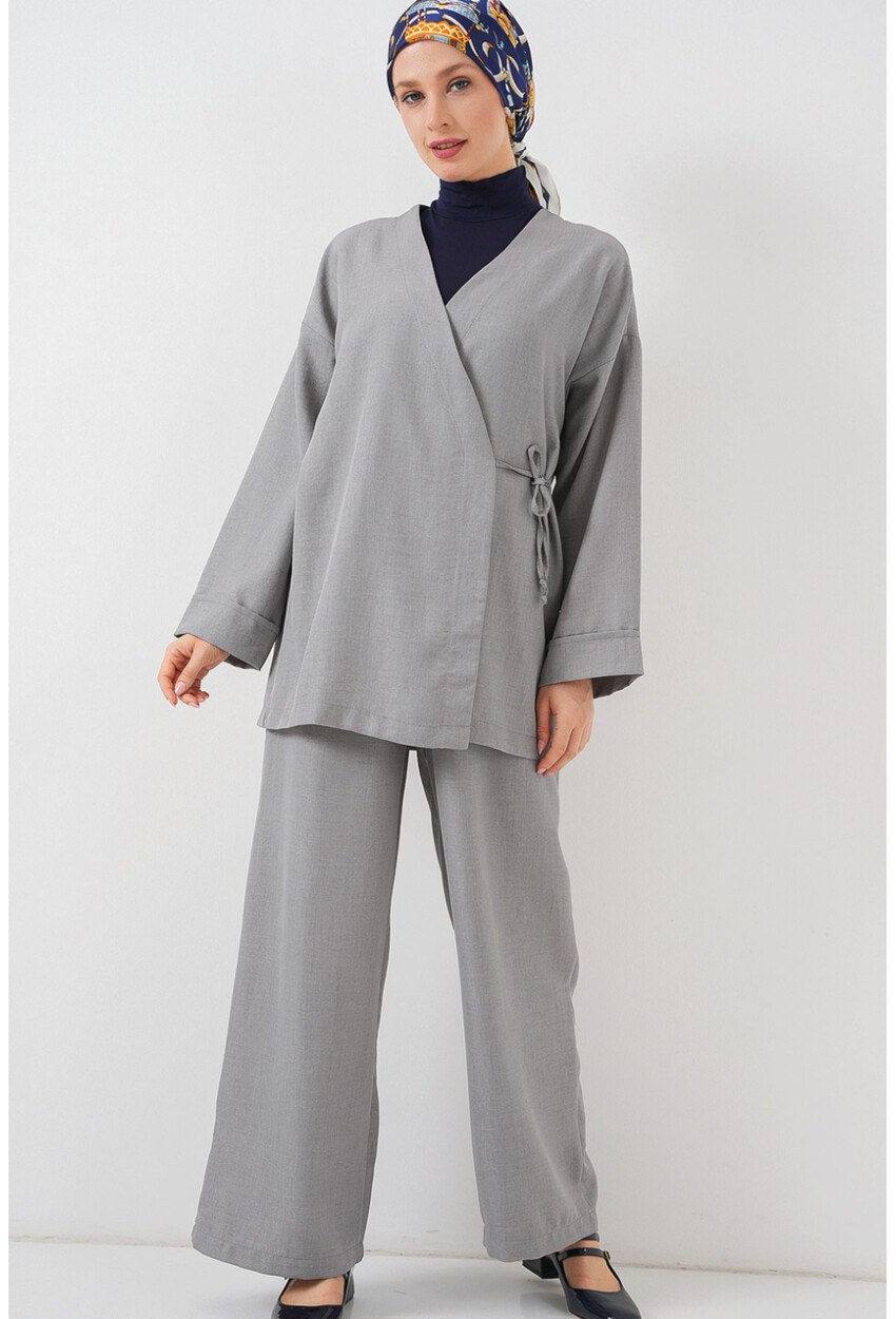 Kadın Kruvaze Yaka Kimono Alt Üst Takım 6743