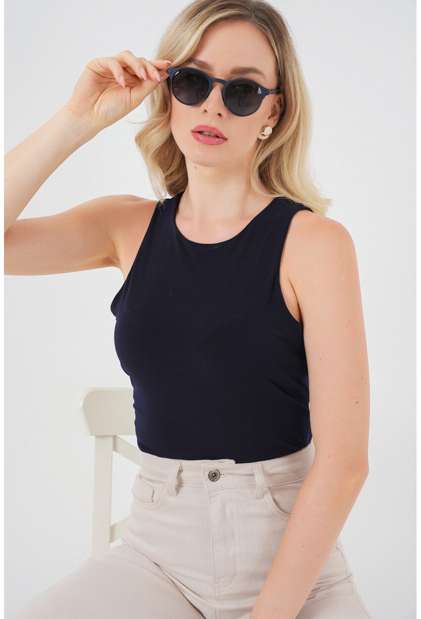 Kadın Halter Yaka Çıtçıtlı Body 972