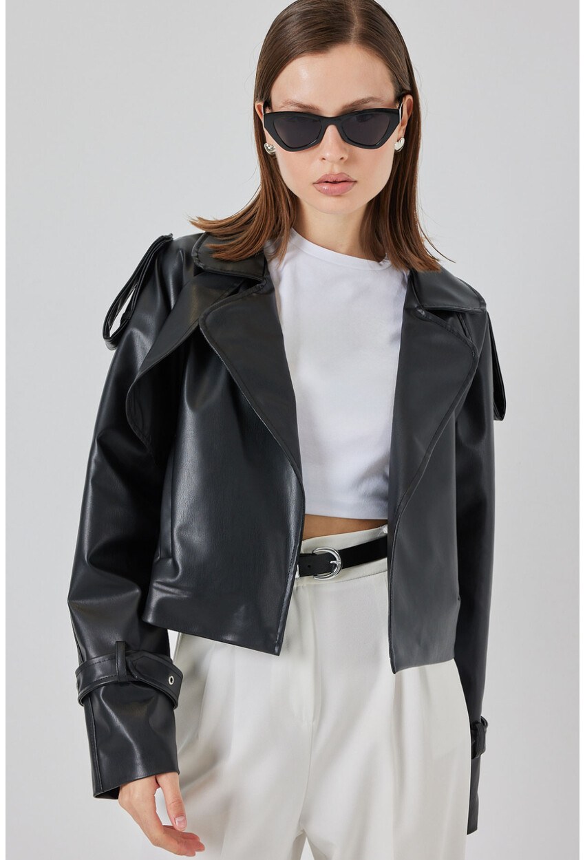 Kadın Oversize Deri Mont Ceket 1047