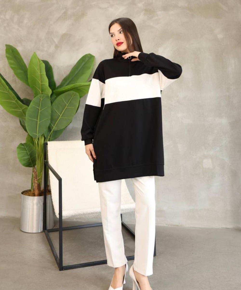 Yaka Fermarlı Pul Detaylı Model Kumaş Tunik