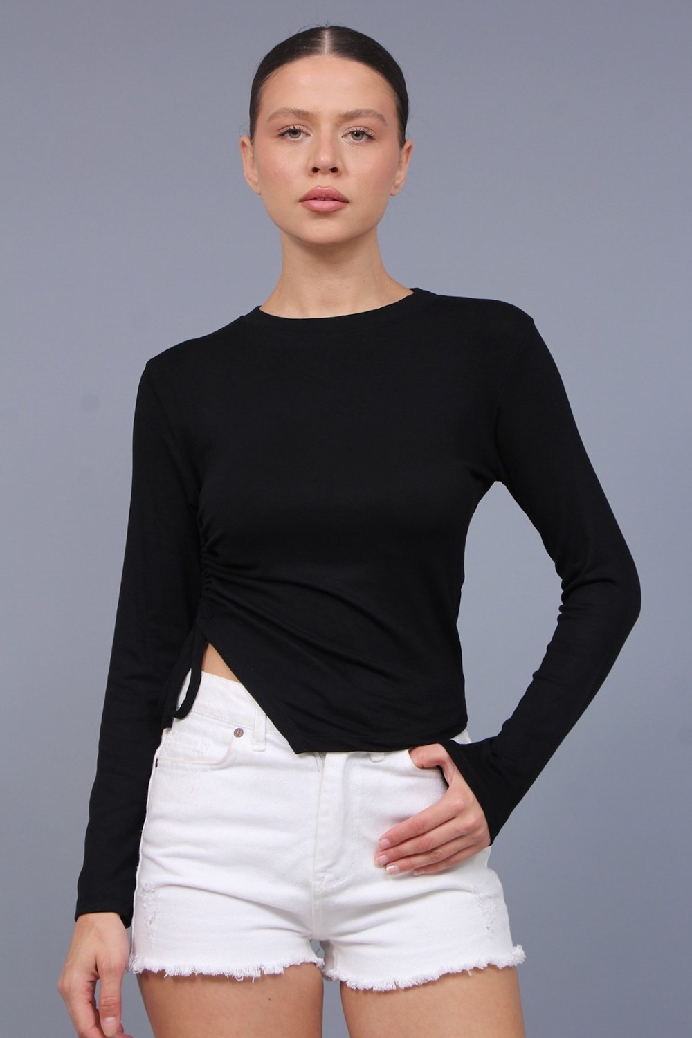 Yanı Büzgülü Model Kumaş Buluz