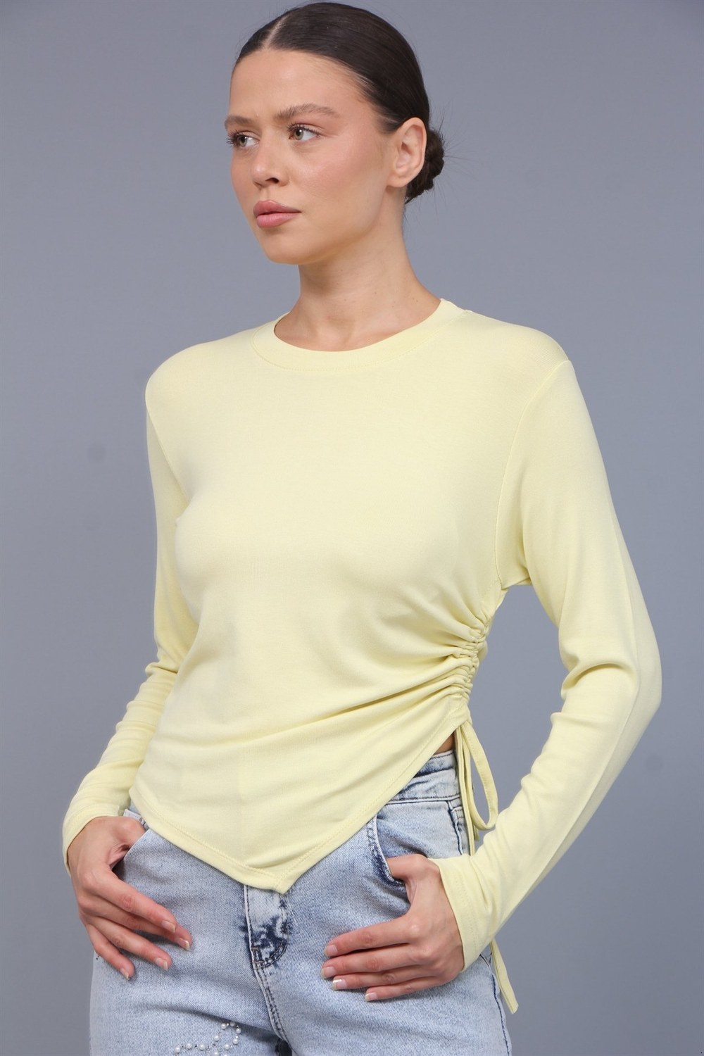 Yanı Büzgülü Model Kumaş Buluz