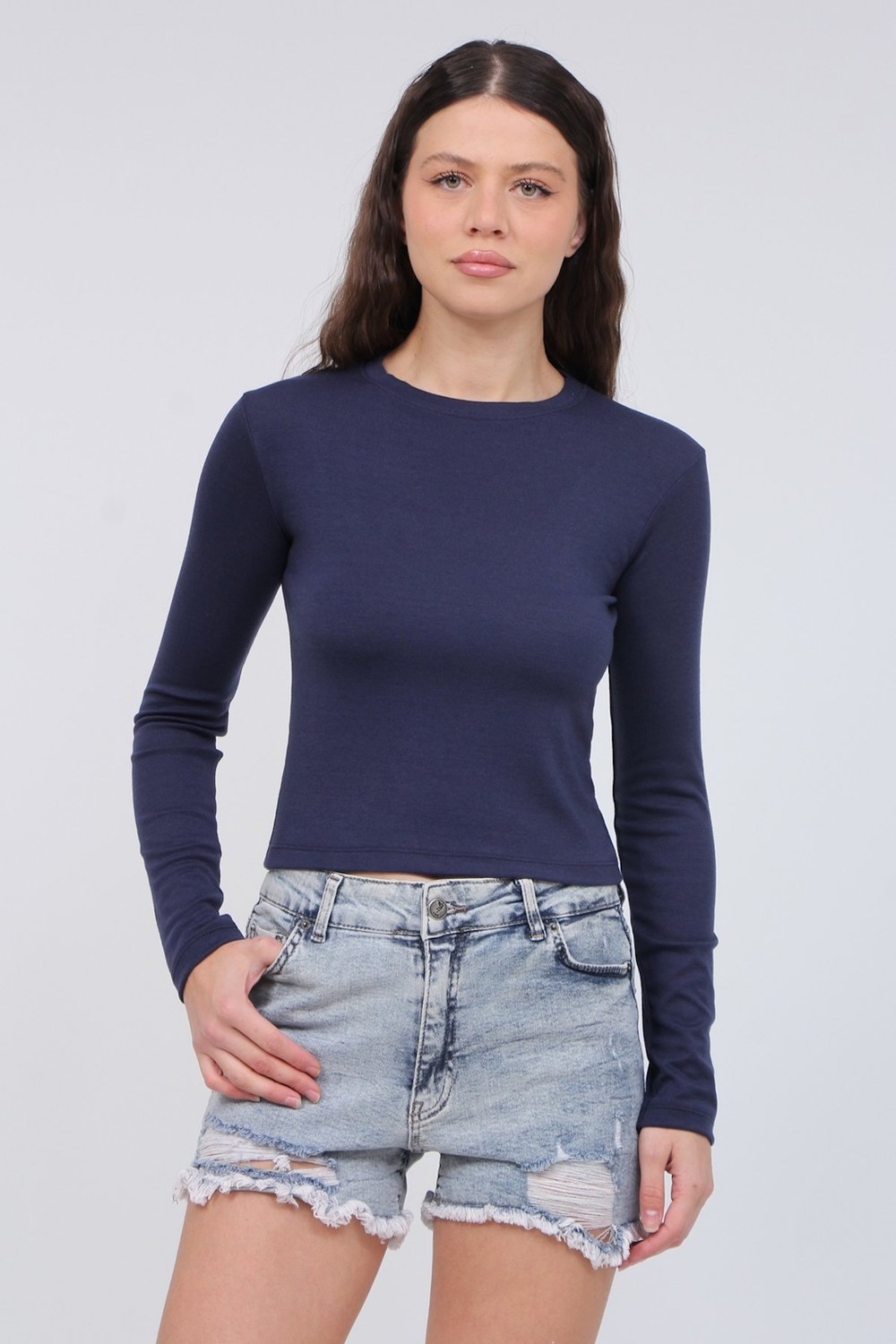 Bisiklet Yaka Model Kumaş Bluz