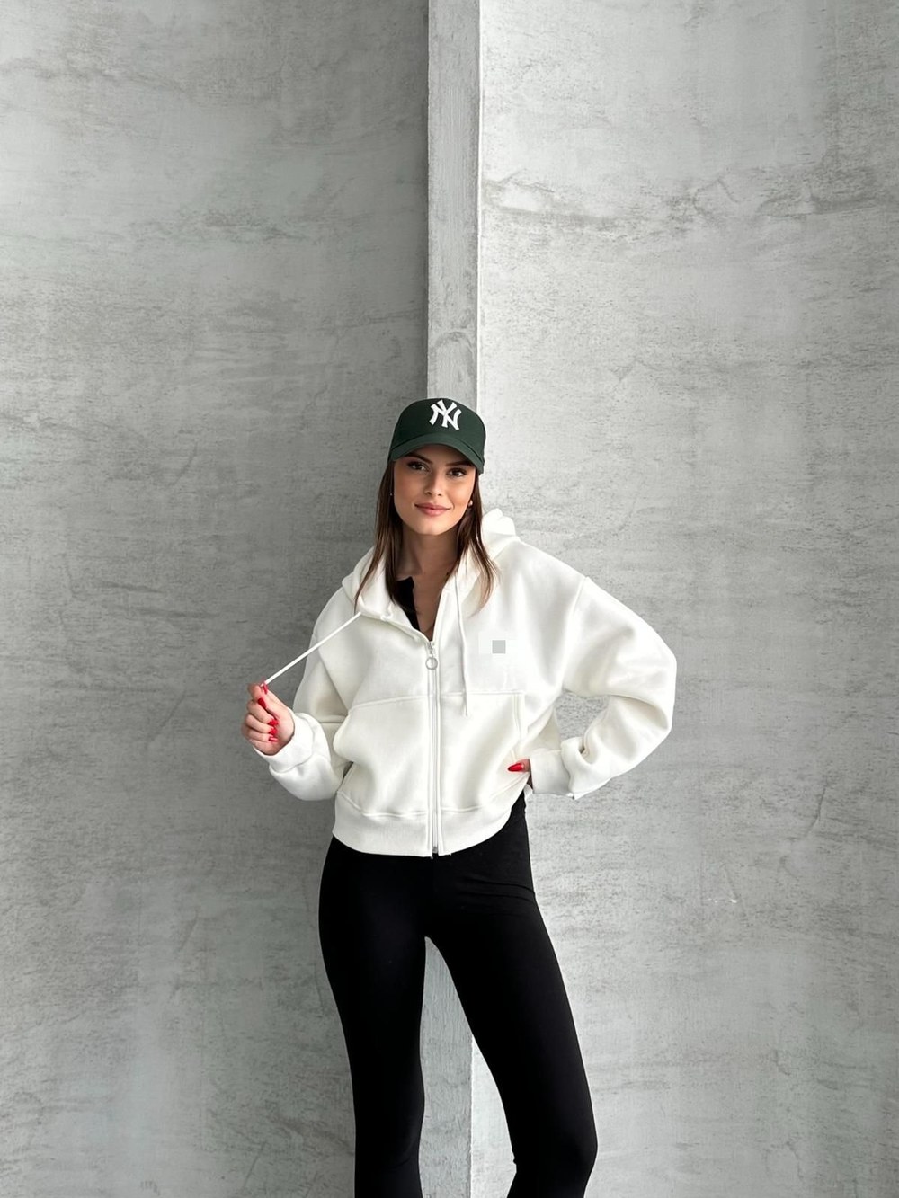 Fermarlı 3 İplik Crop Sweat
