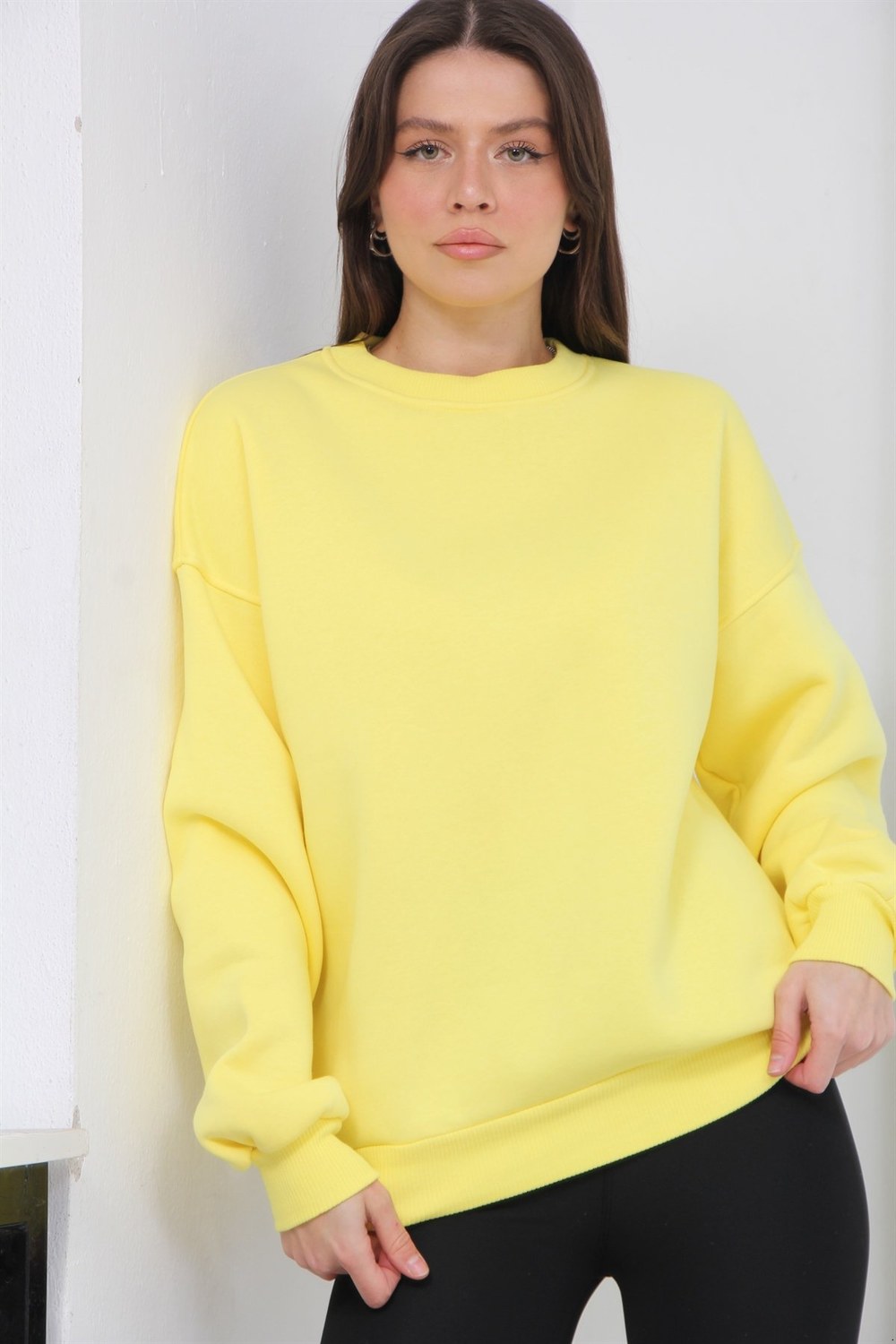 Bisiklet Yaka 3 İplik Şardonlu Sweat