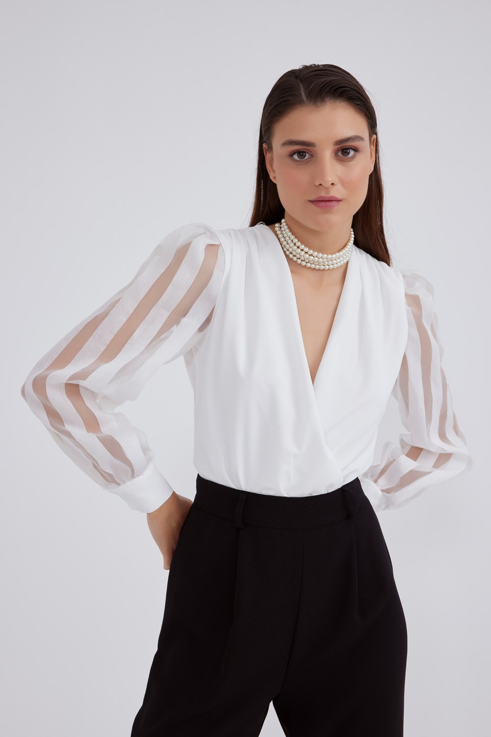 Anvelop Organze Bodysuit - Ekru