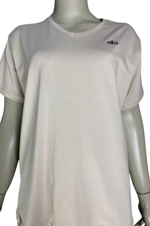 Kadın V Yaka T-Shirt-Bej