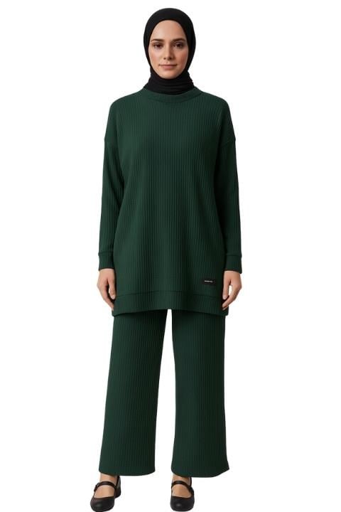 Helin Pantolon Tunik Takım-Zümrüt Yeşili