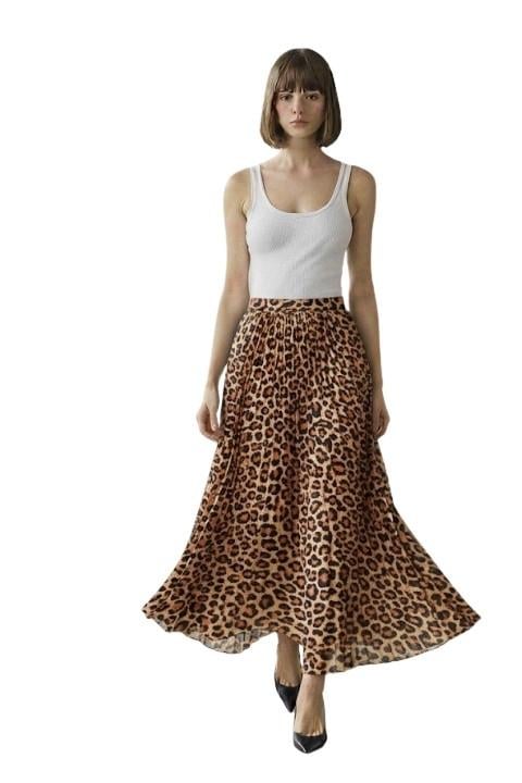 Leopar Desenli Etek
