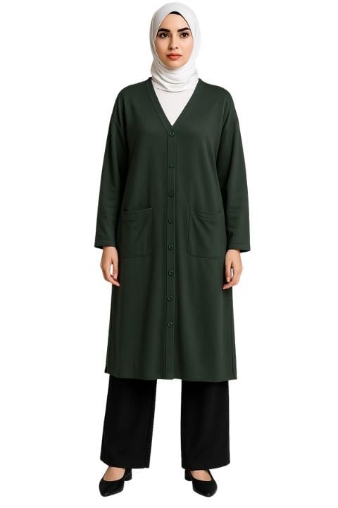 Uzun Ceket Anne Model-Yeşil