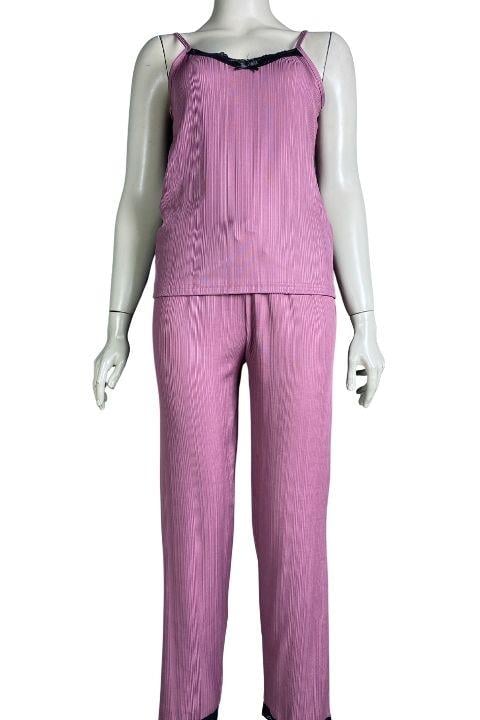 Kadın İp Askılı Pijama Takımı-Gül Rengi