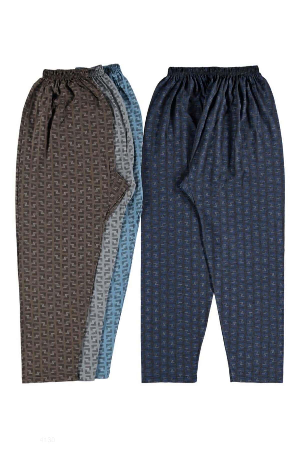 Düz Paça Desenli Erkek Pijama