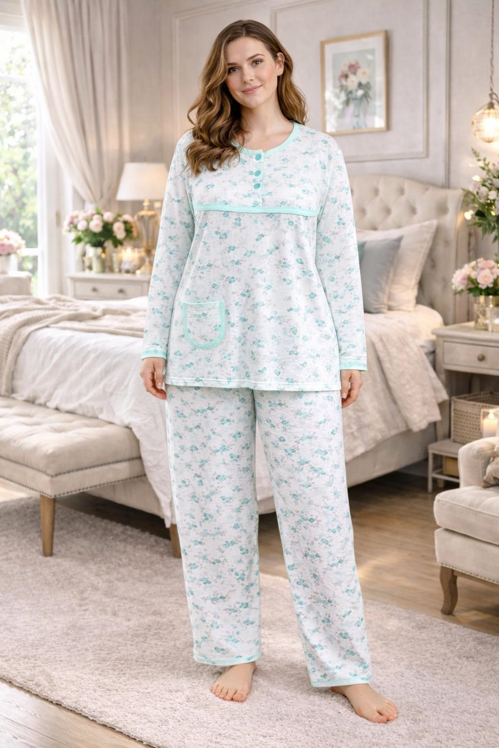 Anne İki Düğmeli Pijama Takımı
