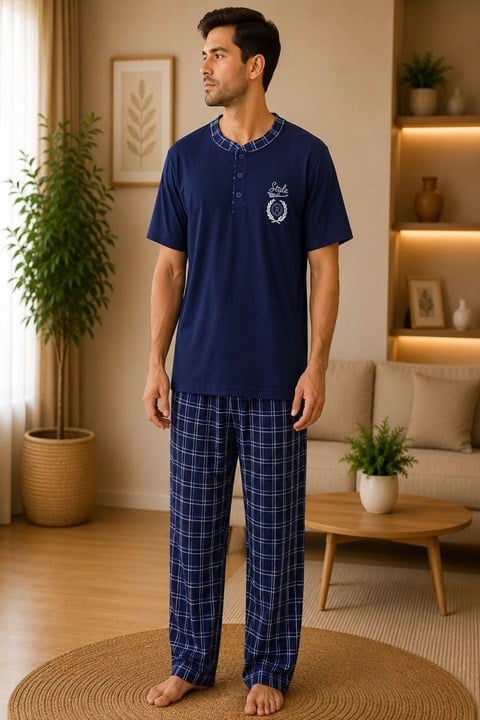 Erkek Cepli Kısa Kol Pijama Takımı Hfz - Görseldeki Renk