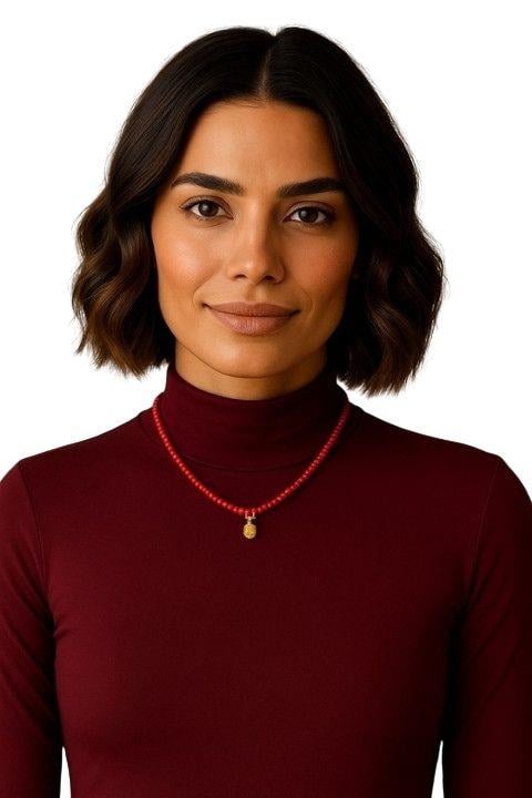 Ananaslı Boncuk Kolye - Kırmızı