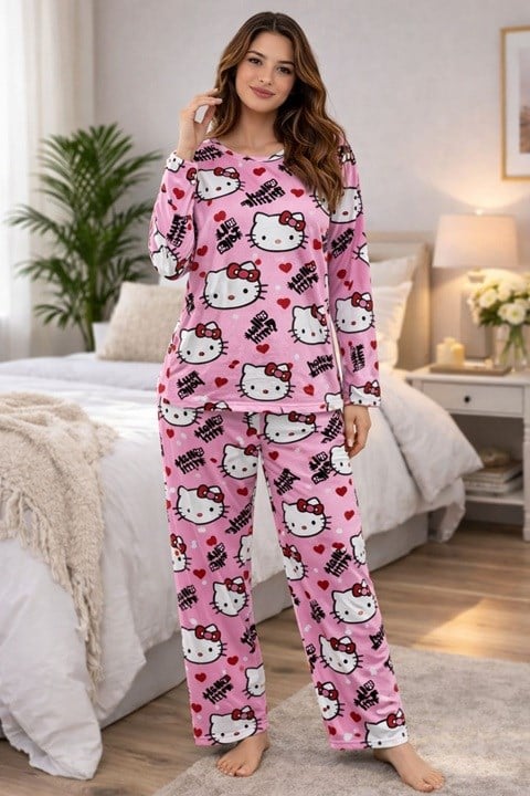 Kadın Milan Bisiklet Yaka Pijama Takımı