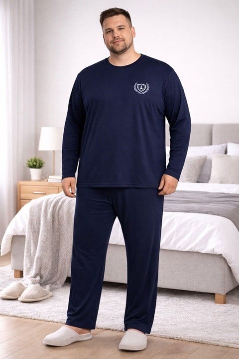 Erkek Uzun Kol Süprem Pijama Takımı - Hfz Battal Lacivert