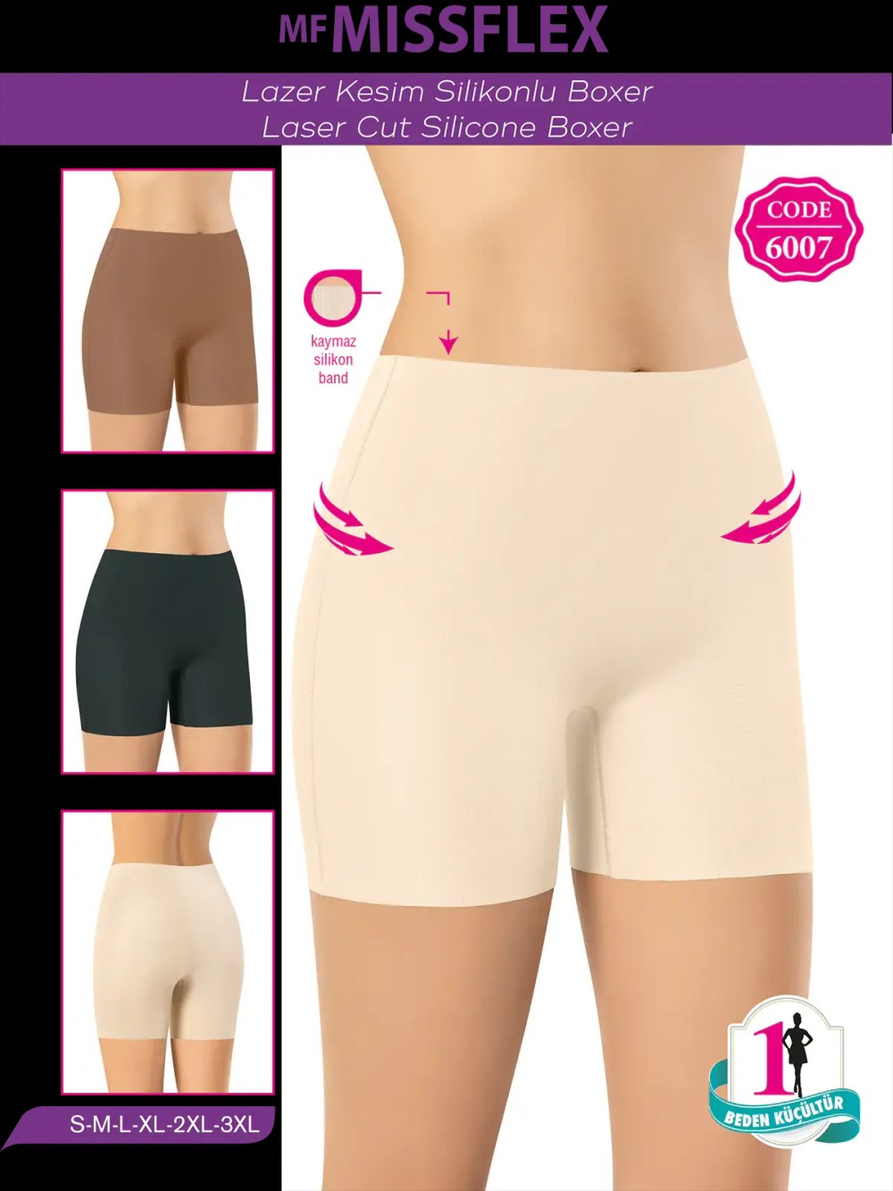 Mf Mıss Flex 6007 Lazer Kesim Yüksek Bel Bayan Boxer