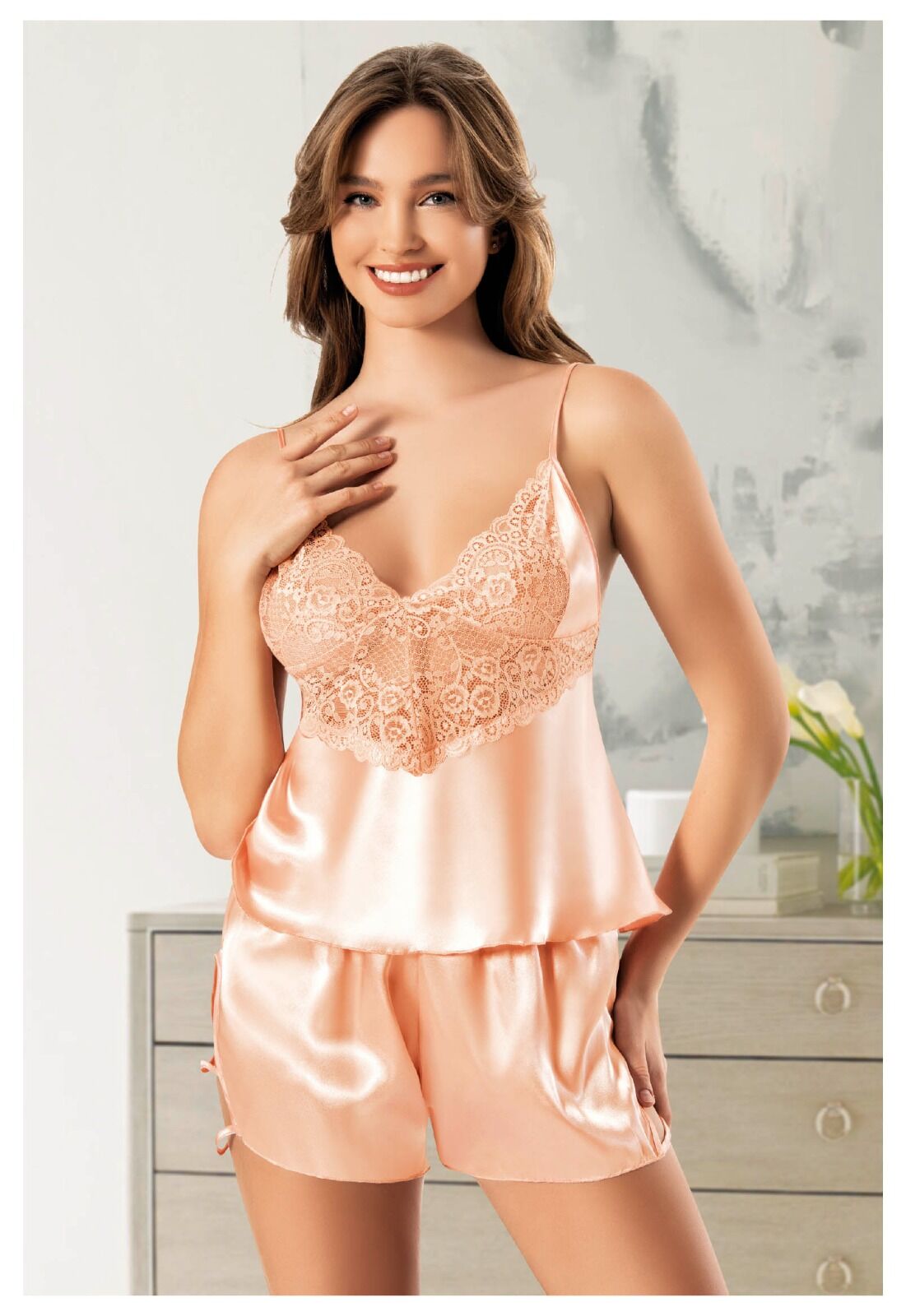 Miss Laris 3124 Bayan Saten Şortlu Takım