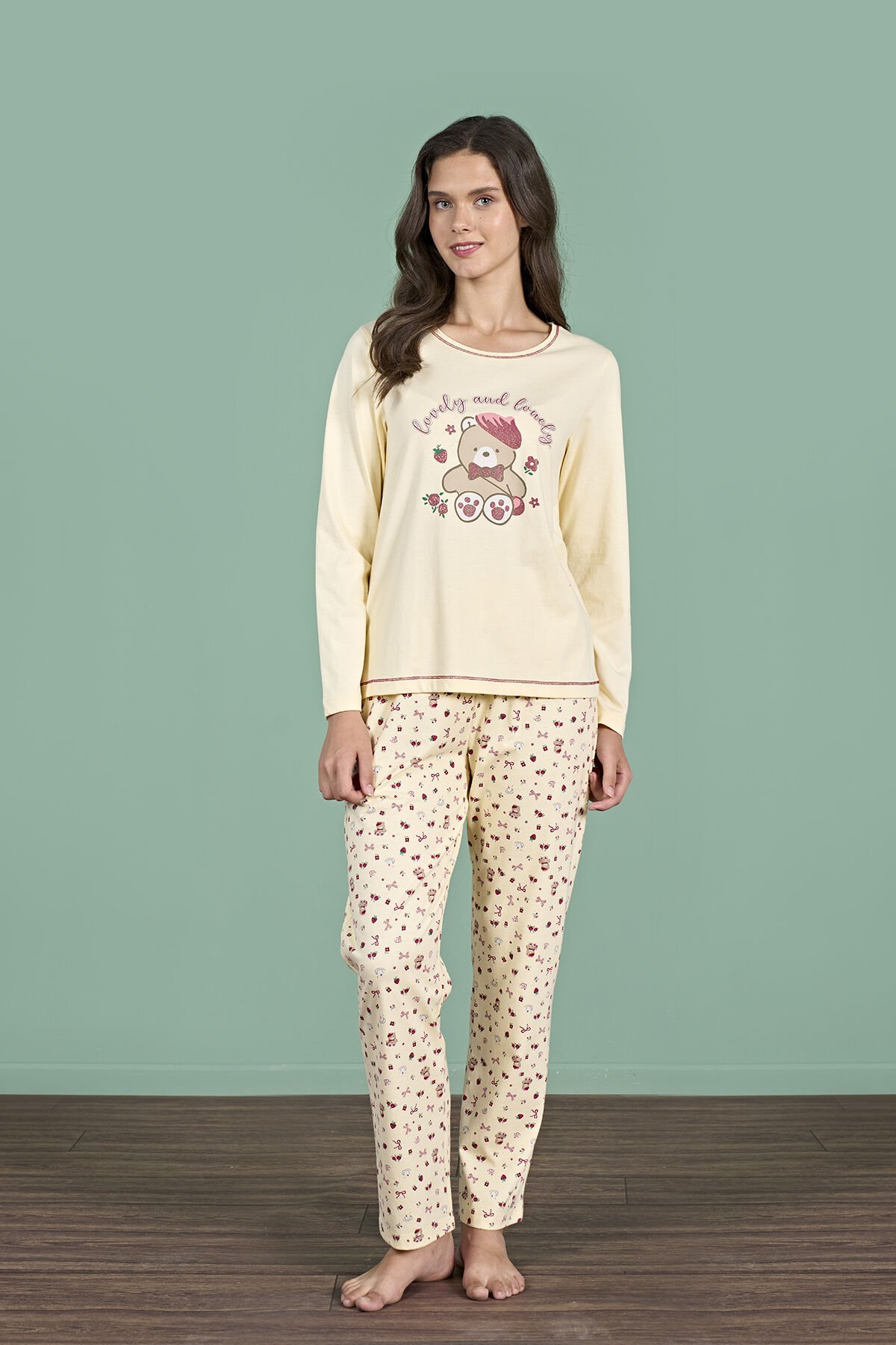Pijadore 1926 (m-L-Xl-Xxl) Uzun Kollu Bayan Pijama Takım 4'lü