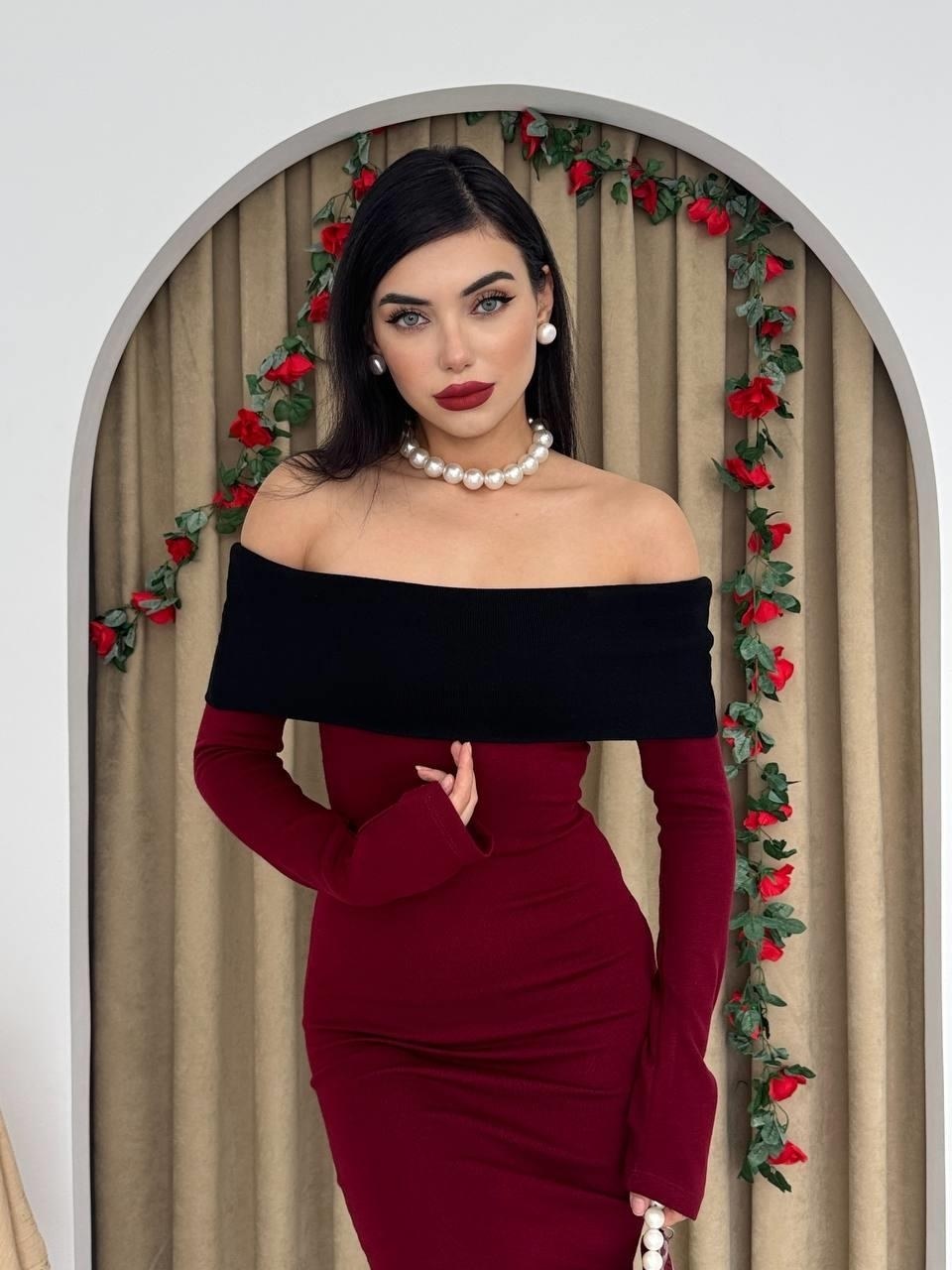 Leon Straplez Elbise ETK-00178-bordo