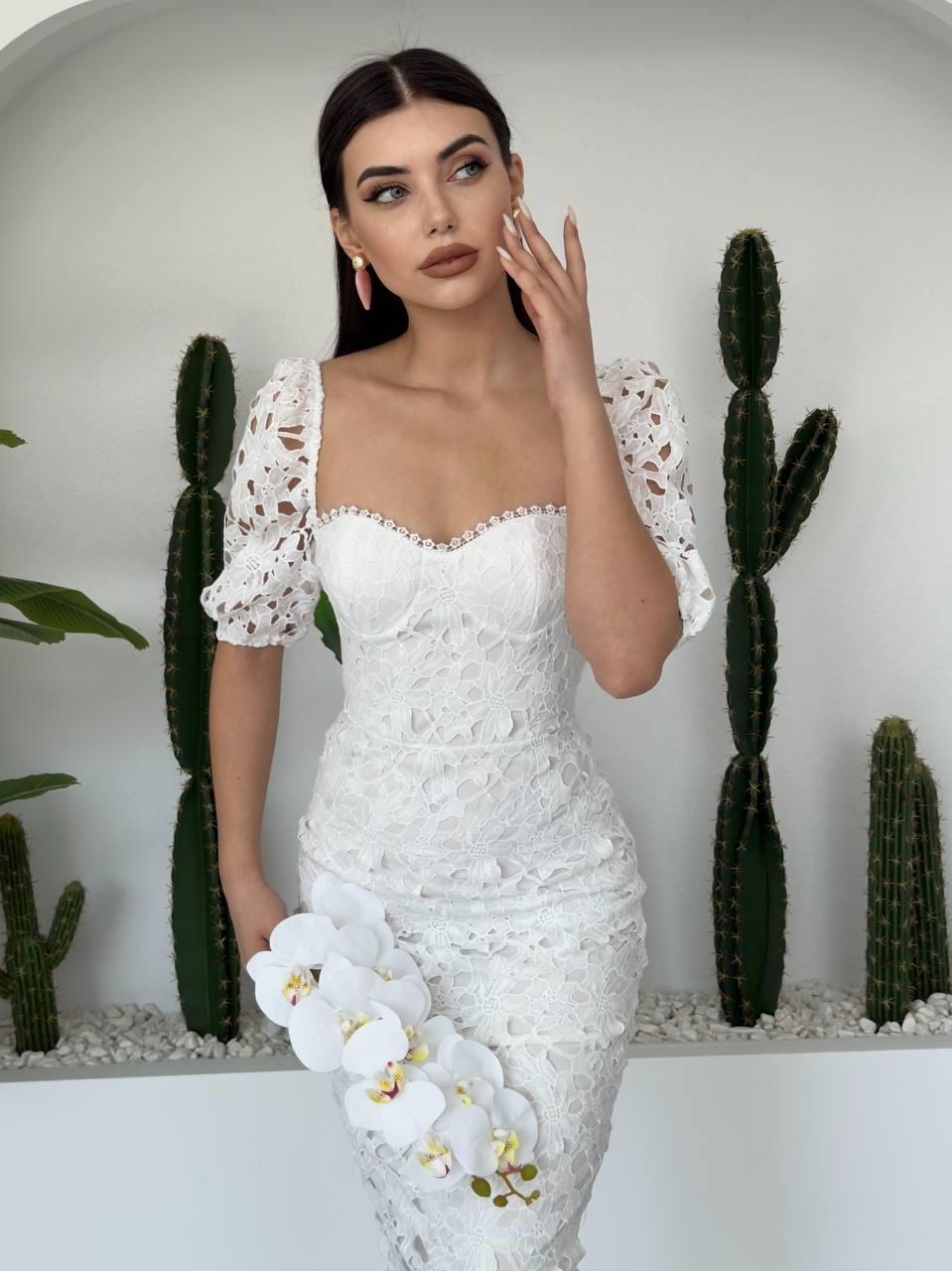 Zarina Dantel Elbise ETK-00309-beyaz