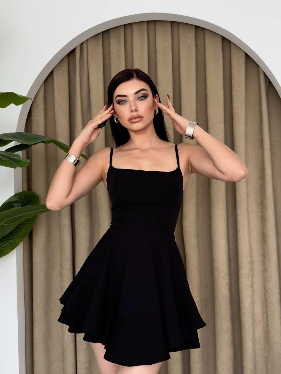 Common İp Askılı Elbise ETK-00344-siyah