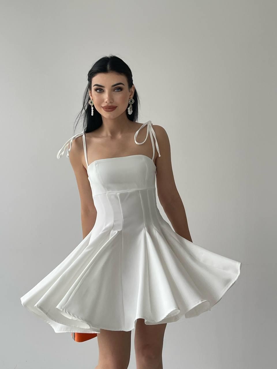 Clara Askılı Mini Elbise ETK-00055-beyaz