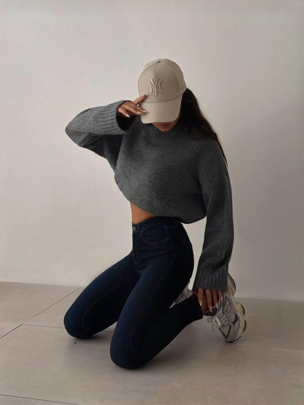 Yüksek Bel Dar Paça Kadın Dark Blue Tint Pantolon