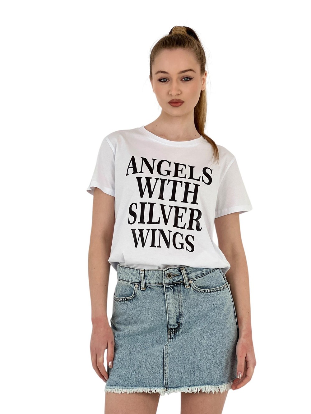 Angels With Silver Wings Baskılı Siyah T