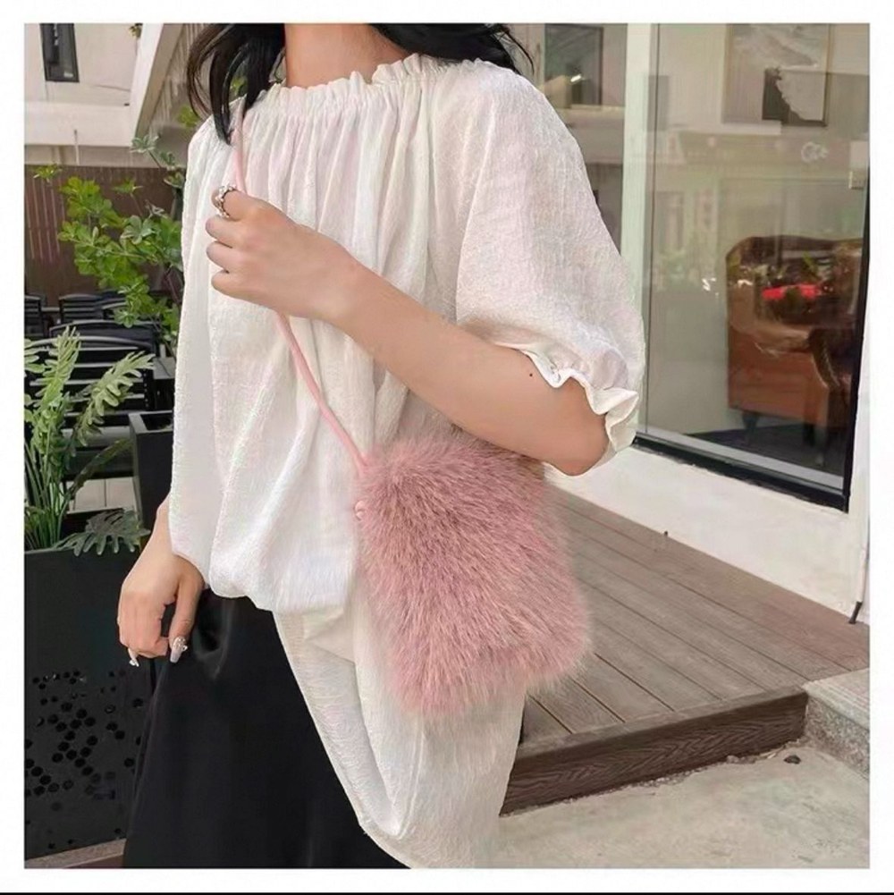NWC-006 İçi Kadife Astarlı Pembe Mini Peluş Çanta
