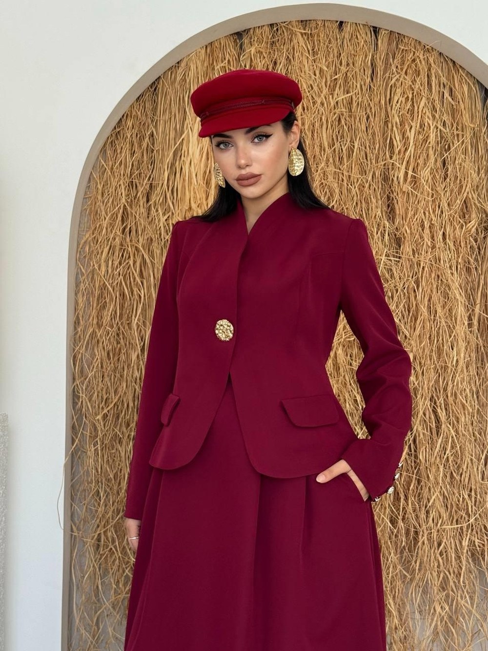 Apen Cep Detaylı Takım ETK-00744-bordo