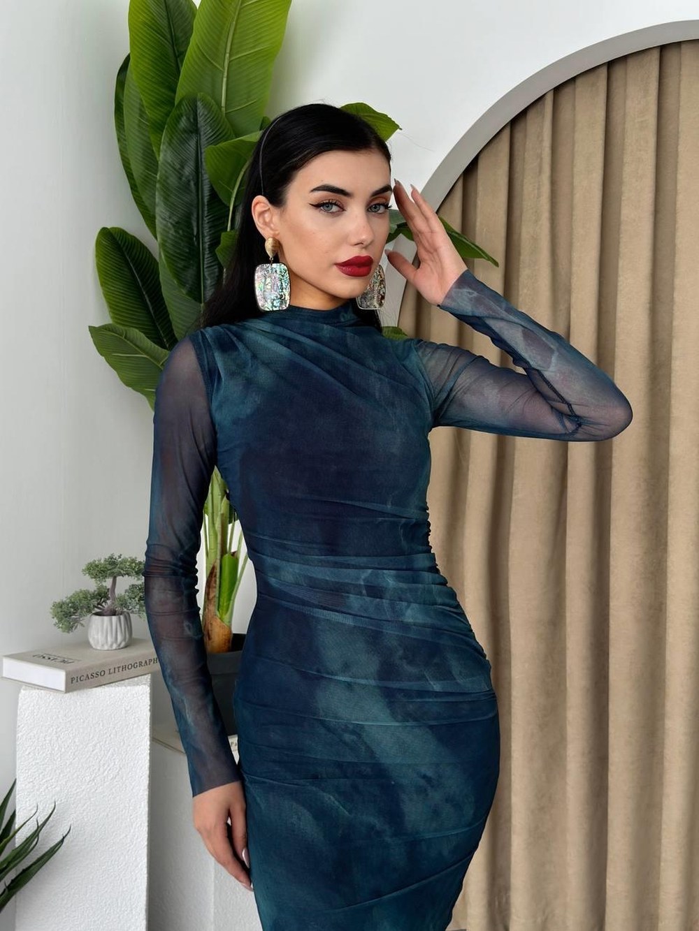 Lizz Midi Elbise ETK-00200-yesil