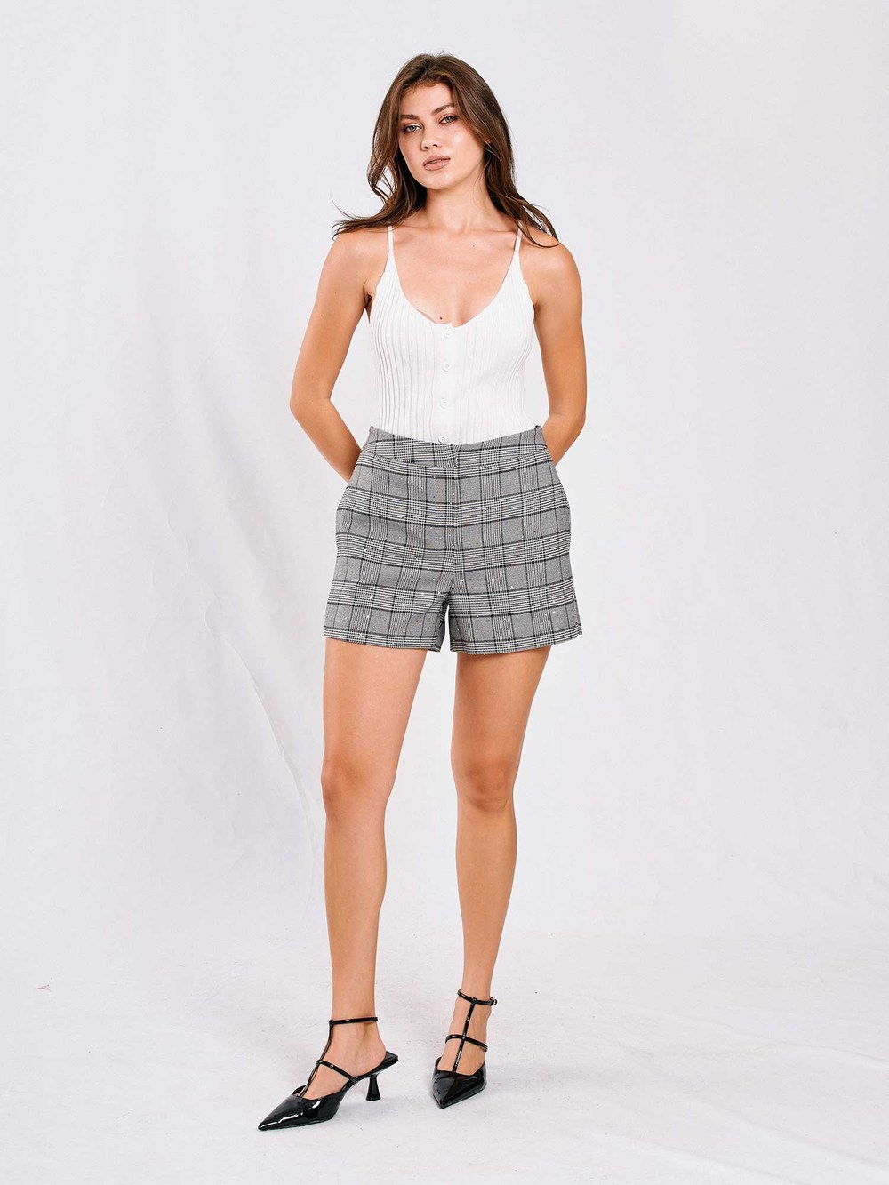 010805 Mini Ekoseli Şort
